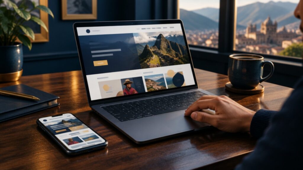 Landing page profesional vista en laptop y celular, diseño web en Cusco