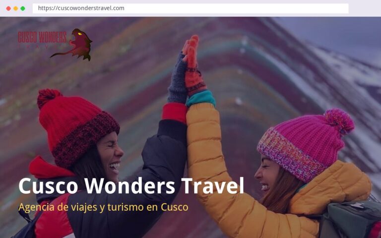 Página web de Cusco Wonders Travel, agencia de viajes y turismo en cusco, creada por La Web Academy