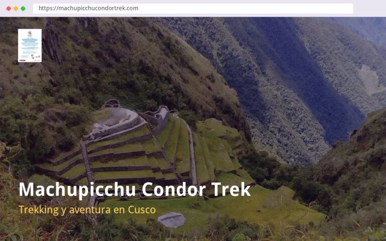Página web de Machupicchu Condor Trek, trekking y aventura en cusco, creada por La Web Academy