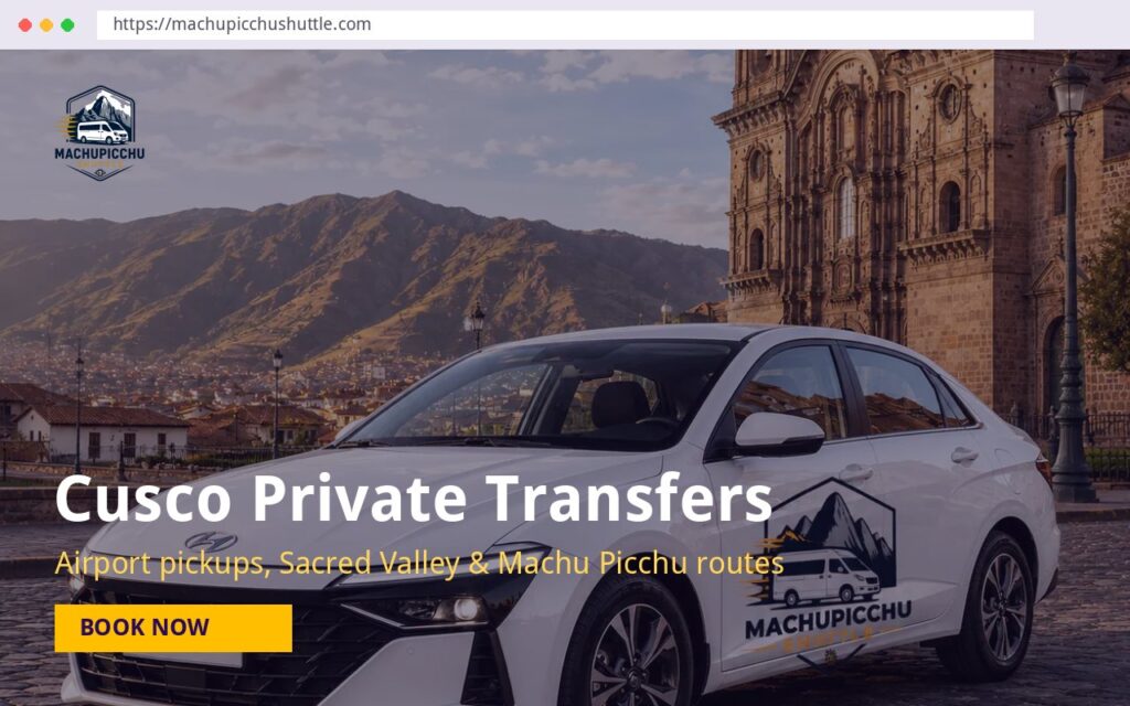 Página web de Machupicchu Shuttle, transporte privado en Cusco, creada por La Web Academy